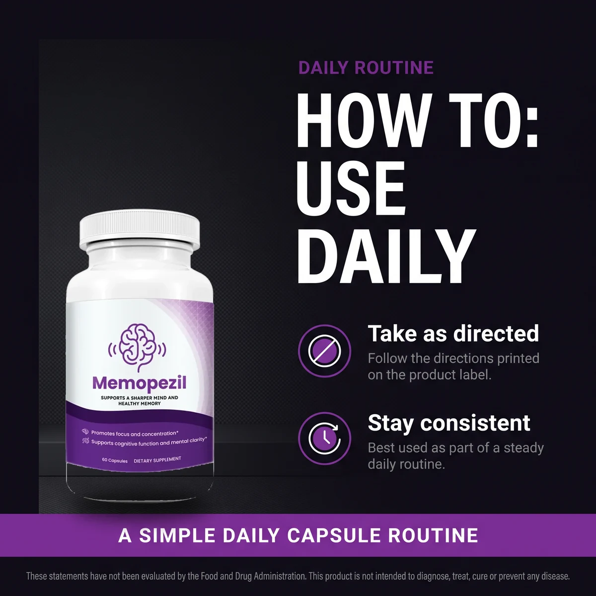 How to use Memopezil daily: two capsules before a meal, taken consistently