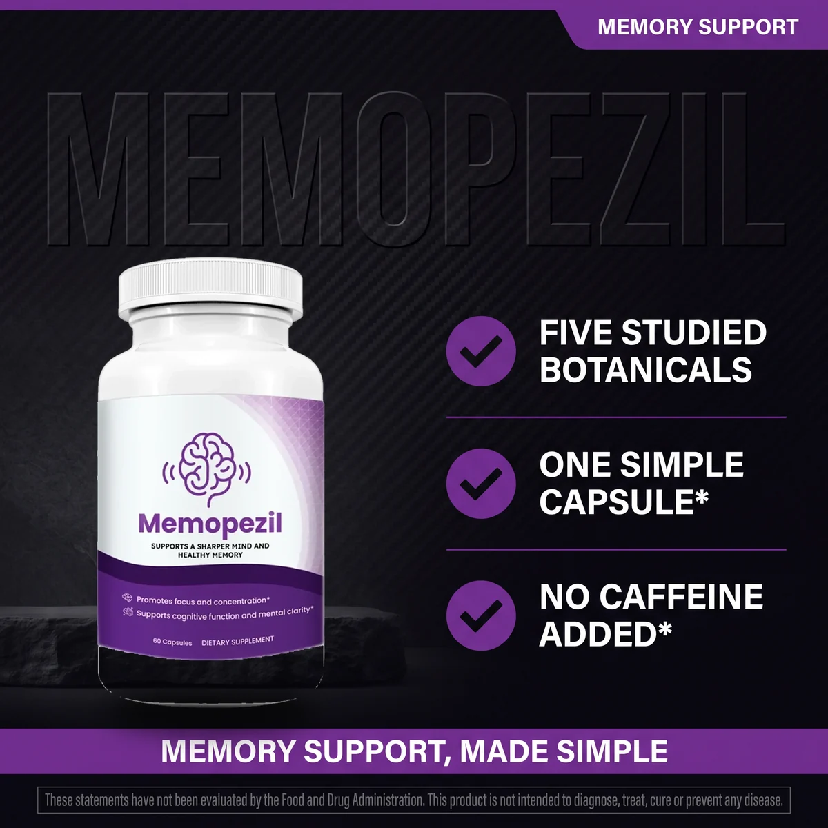 Why Memopezil: five studied botanical and amino-acid ingredients in one twice-daily capsule