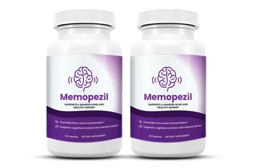 Memopezil 2-bottle memory and focus supplement package