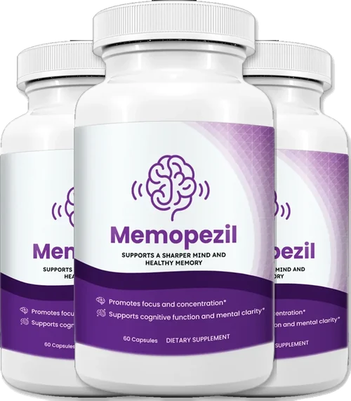 Memopezil 3-bottle memory and focus supplement package
